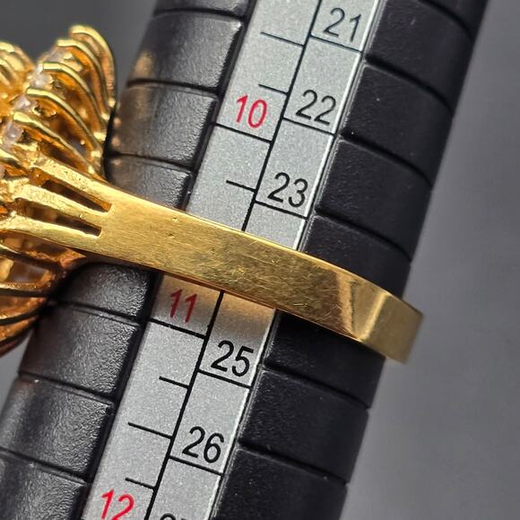 Pear Cut CZ Ring 14K Gold Plated Size 10.75 Lind 14K HGE Layered - Picture 5 of 14